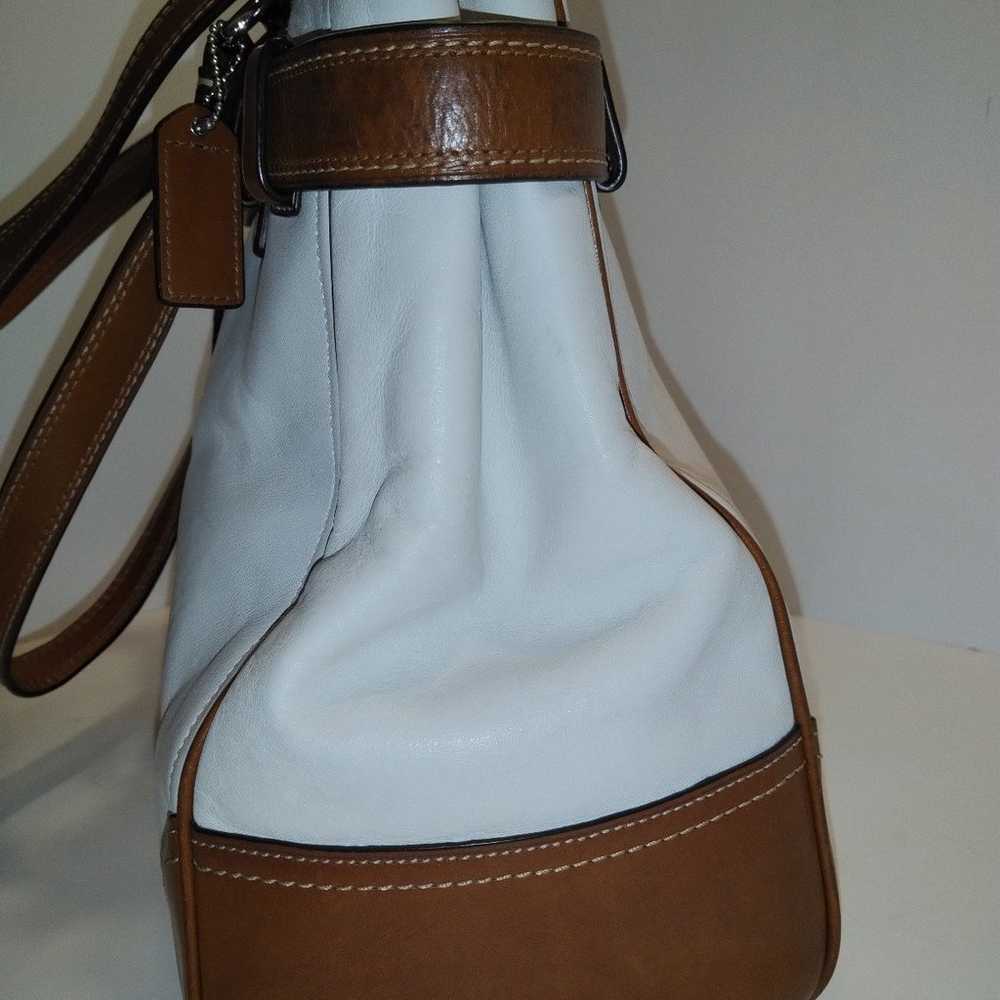 Coach White/Brown Leather Purse with Shoulder Str… - image 3