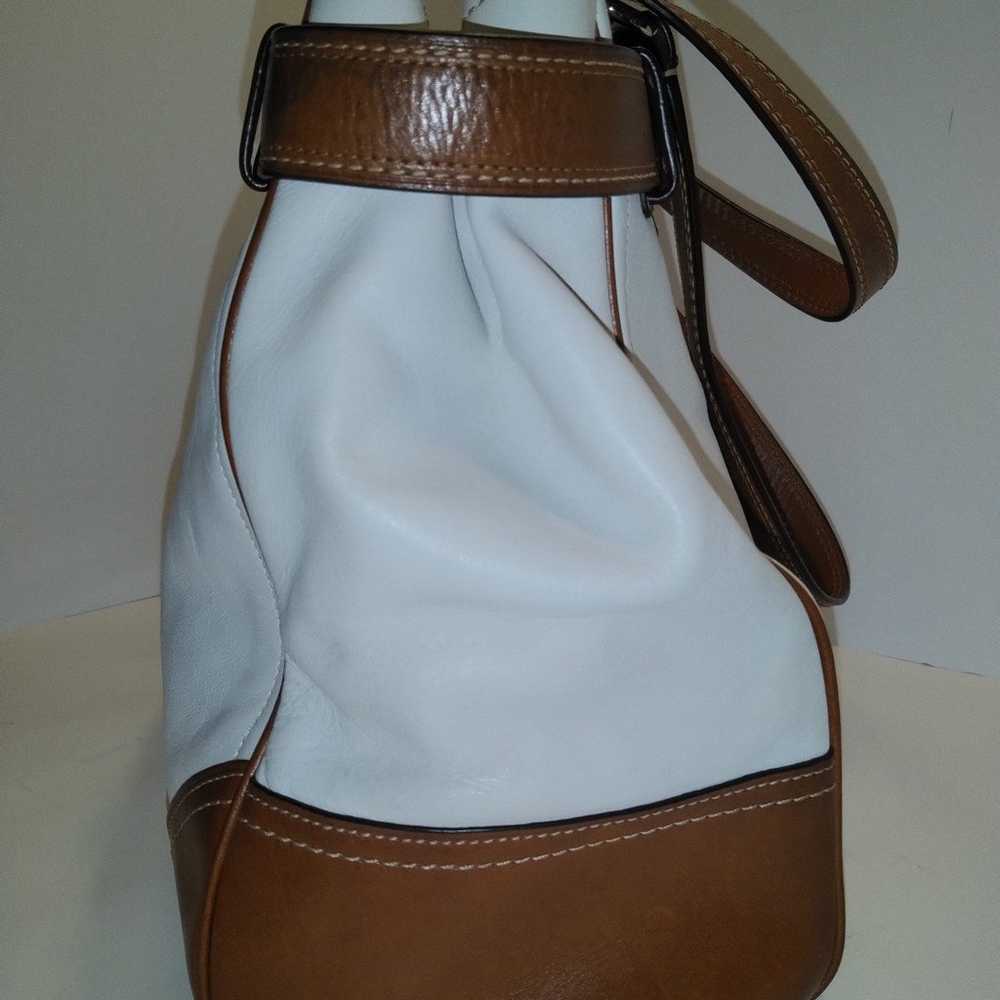 Coach White/Brown Leather Purse with Shoulder Str… - image 5