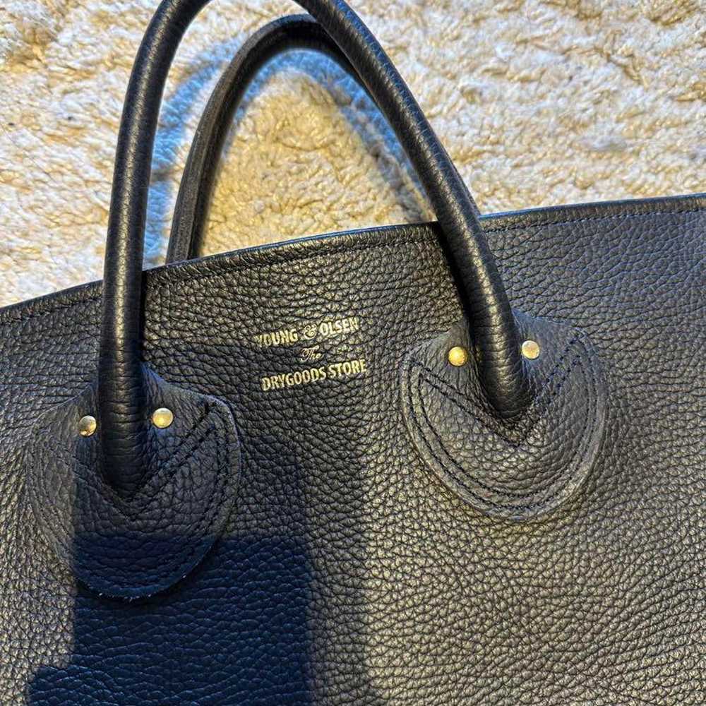 YOUNG & OLESEN Black Leather Tote Bag - image 2