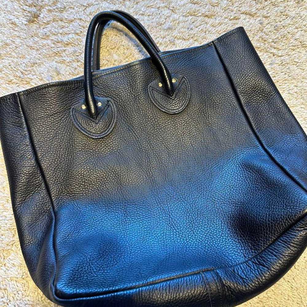 YOUNG & OLESEN Black Leather Tote Bag - image 3