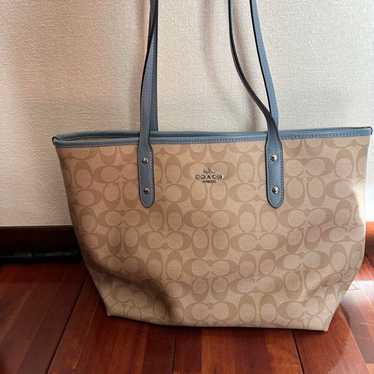 COACH Tote Bag Beige Canvas