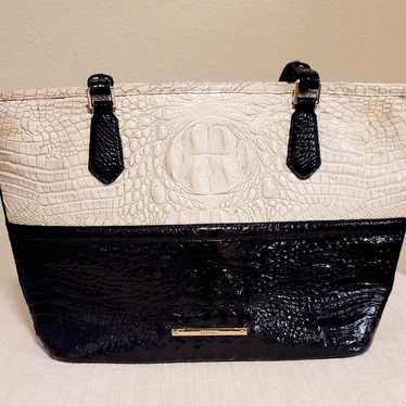 Brahmin Black and Off-White Medium Asher Tote - image 1