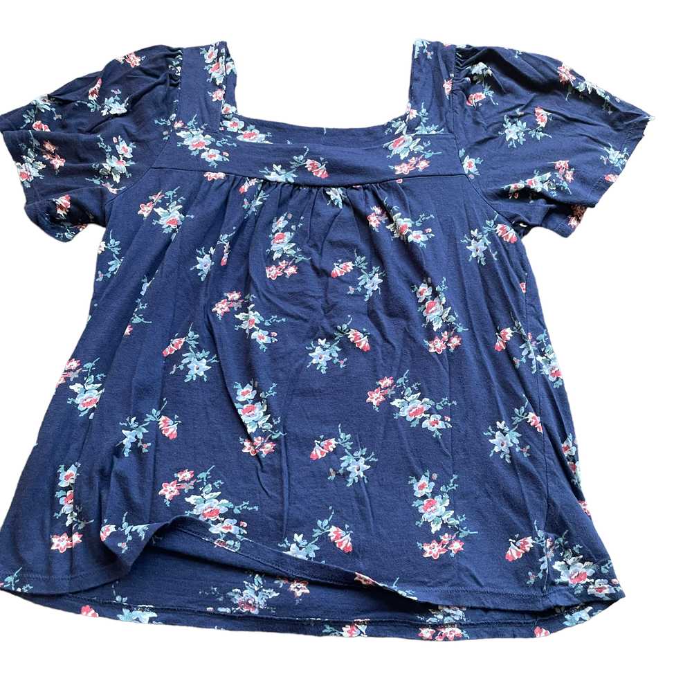 Lucky brand square neck printed top blue floral S… - image 3