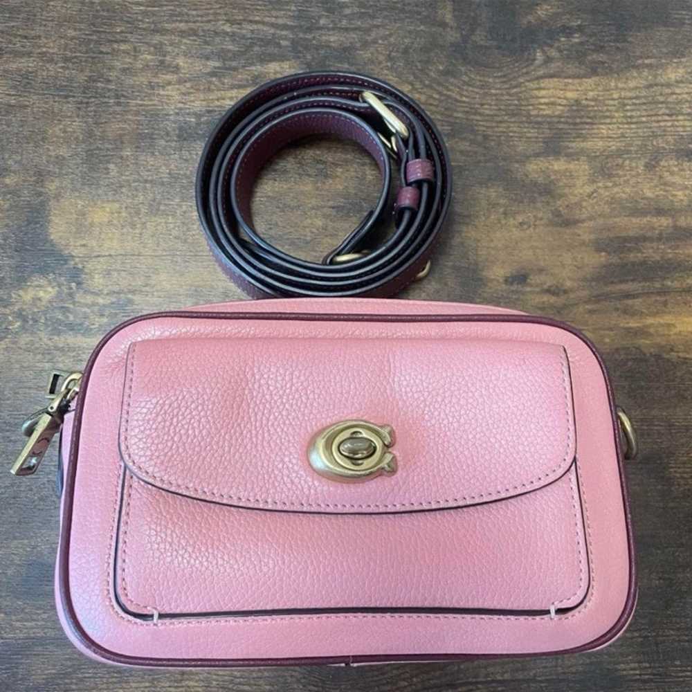 Coach Willow Pink Peach Leather Camera Bag With B… - image 1