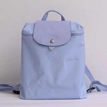 Longchamp foldable canvas backpack Light Blue