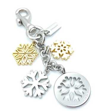 NWT high quality COACH Snowflake Cluster Bag Charm Key Ring C7100, Enamel, Gold/Silver Metal