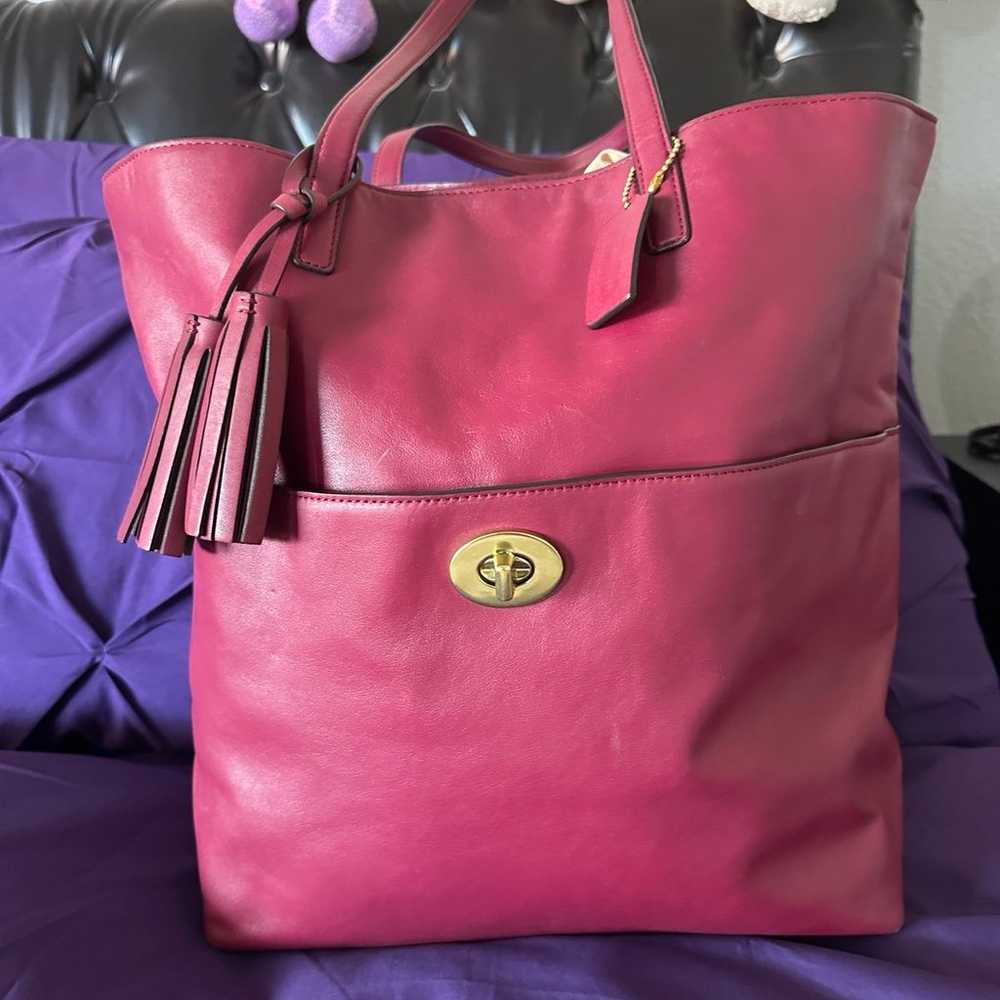 Authentic COACH Large Burgundy Leather  Bag - image 1