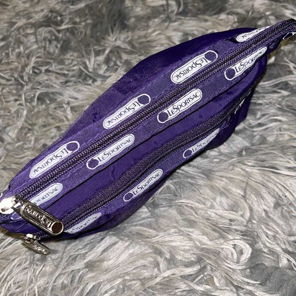 VTG LeSportSac COSMETIC CLUTCH 2 Zip GUC Purple - image 4