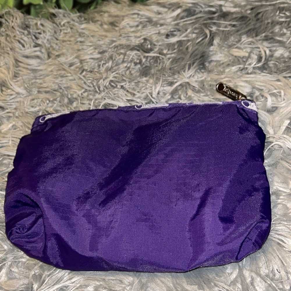 VTG LeSportSac COSMETIC CLUTCH 2 Zip GUC Purple - image 5