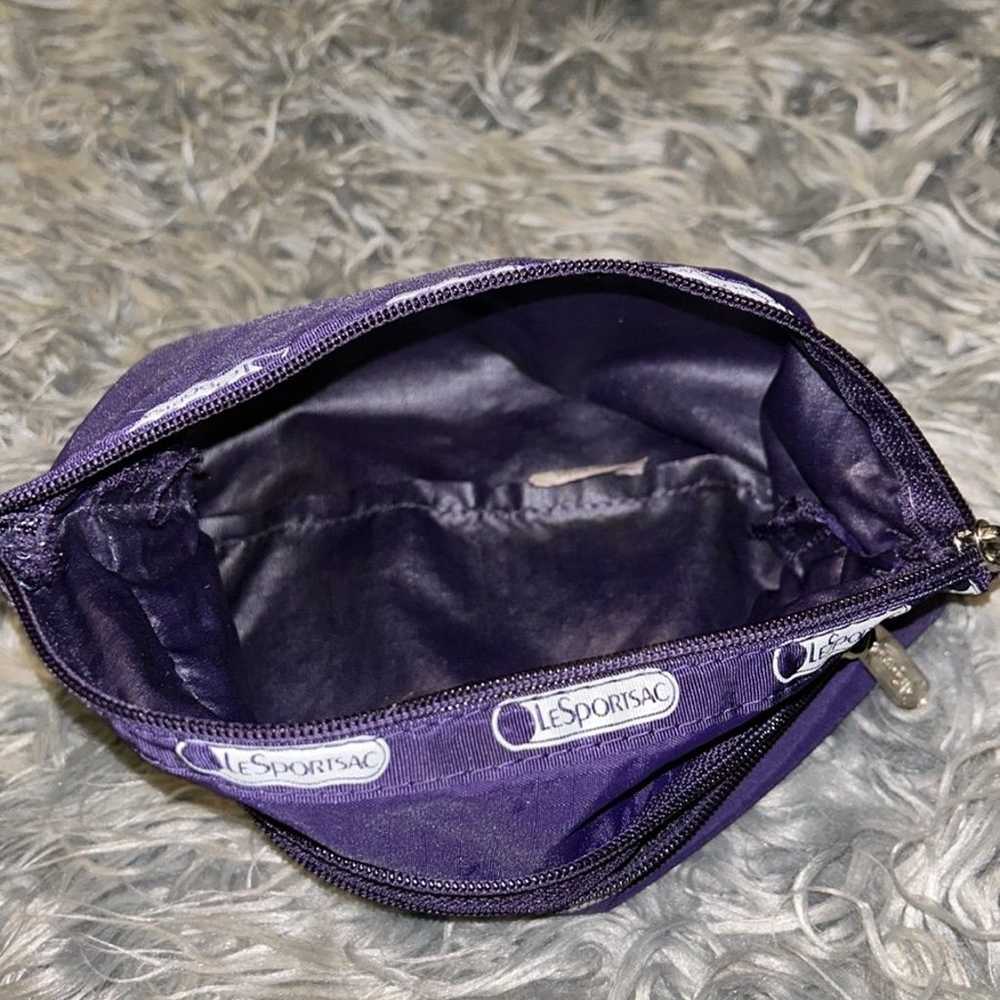 VTG LeSportSac COSMETIC CLUTCH 2 Zip GUC Purple - image 6