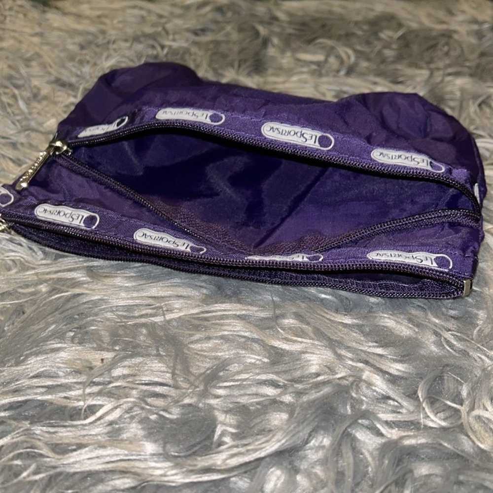 VTG LeSportSac COSMETIC CLUTCH 2 Zip GUC Purple - image 7