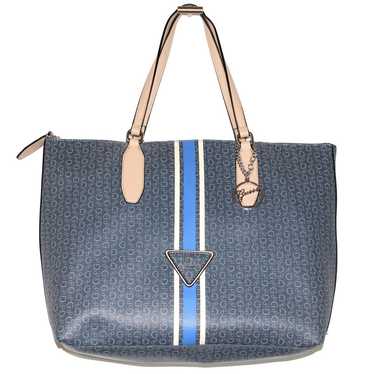 GUESS Logo Print Blue Stripe Large Tote Bag - image 1