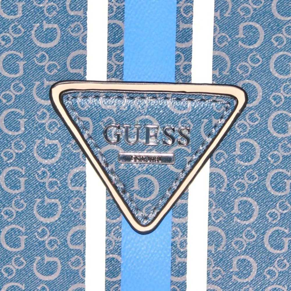 GUESS Logo Print Blue Stripe Large Tote Bag - image 3