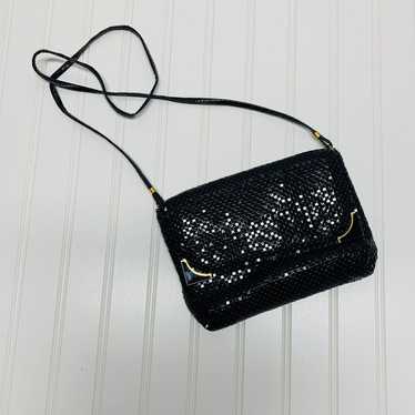 Vintage Chain Mail Black Evening Bag X Cross Body - image 1