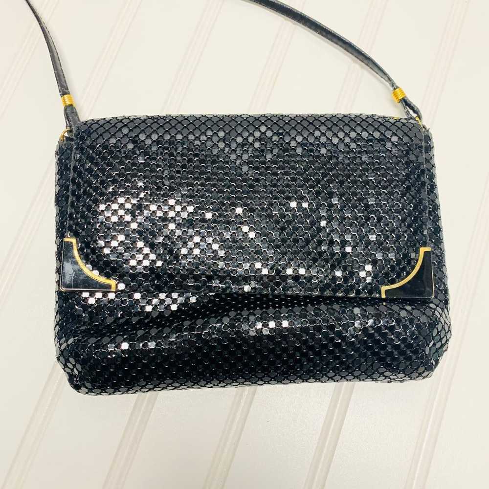 Vintage Chain Mail Black Evening Bag X Cross Body - image 2