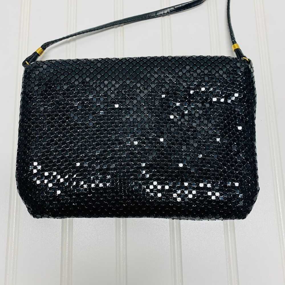 Vintage Chain Mail Black Evening Bag X Cross Body - image 4