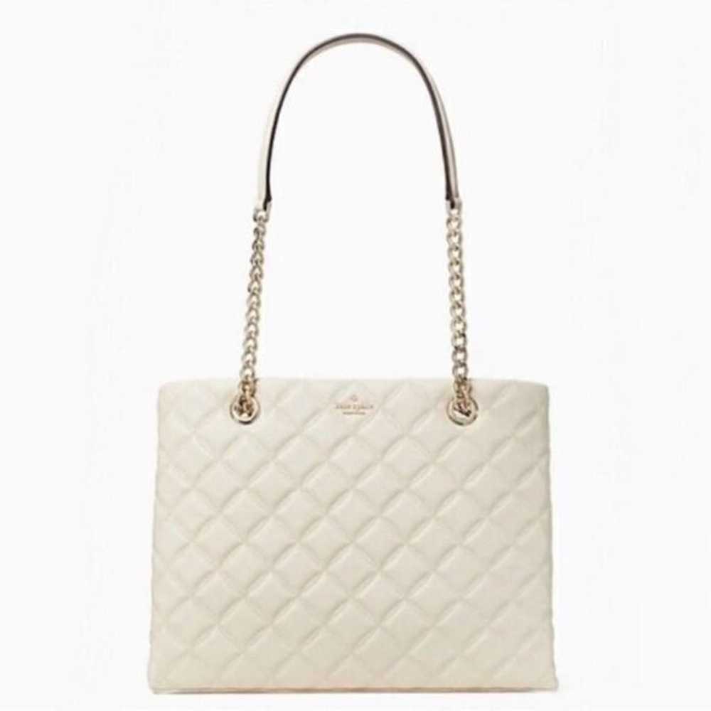 KATE SPADE Natalia Smooth Quilted Tote Parchment/… - image 1