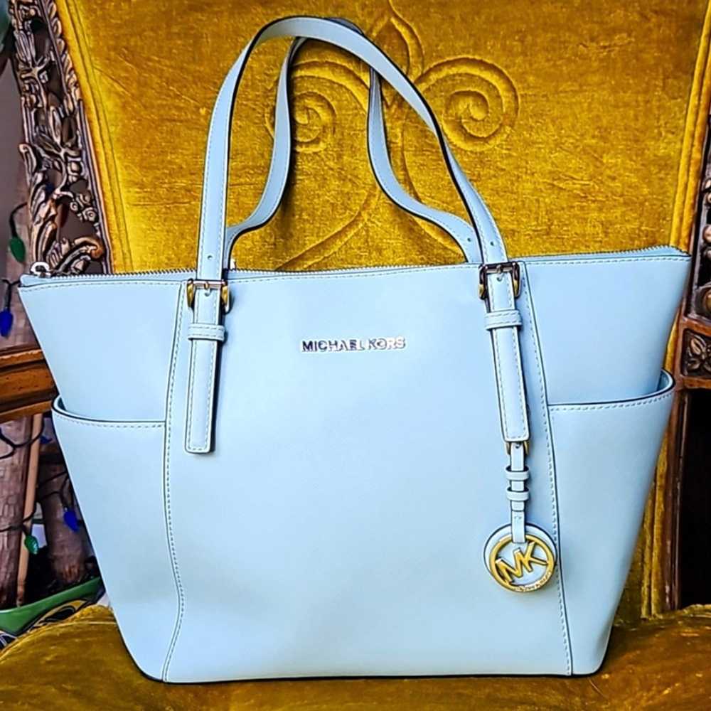 EUC Michael Kors Large Charlotte Tote Bag Mint - image 3