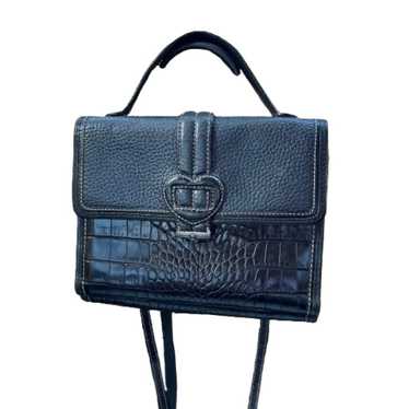 Vintage Brighton Black Leather Crossbody Bag