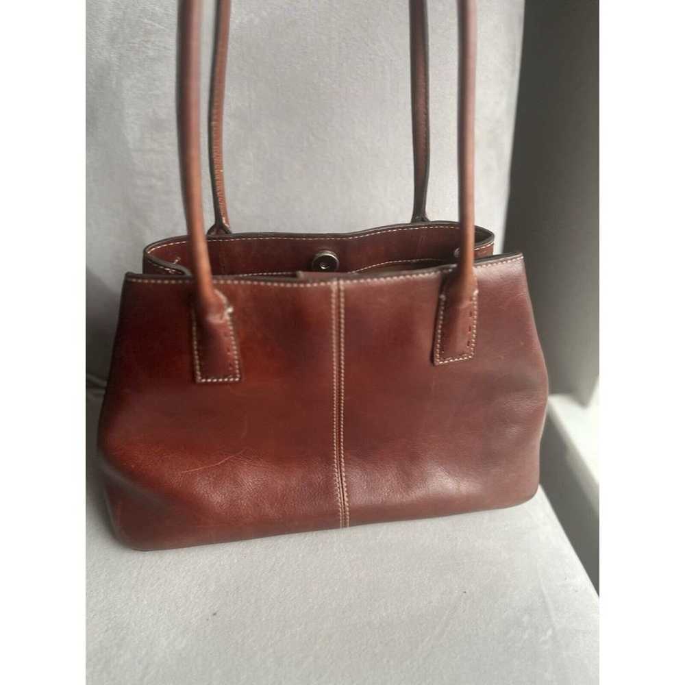 Vintage FOSSIL Brown Leather Shoulder Bag Purse H… - image 4