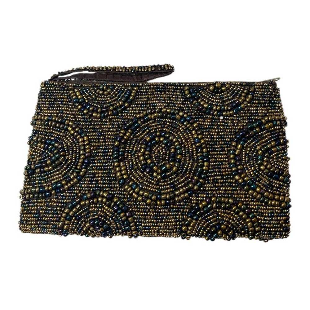 Vintage Beaded Clutch Bag Geometric Pattern Gold … - image 2