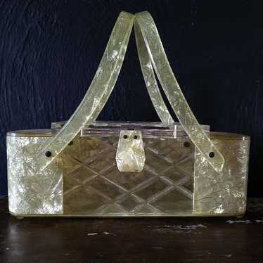 Vintage Lucite Purse Patricia of Miami Confetti S… - image 1