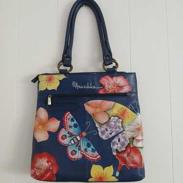 ANUSCHKA BOHEMIAN LEATHER BUTTERFLY FLORAL HANDBAG - image 1