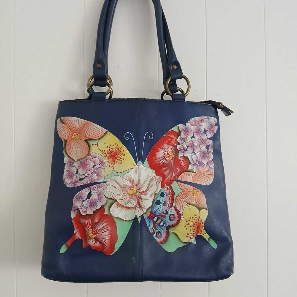 ANUSCHKA BOHEMIAN LEATHER BUTTERFLY FLORAL HANDBAG - image 3