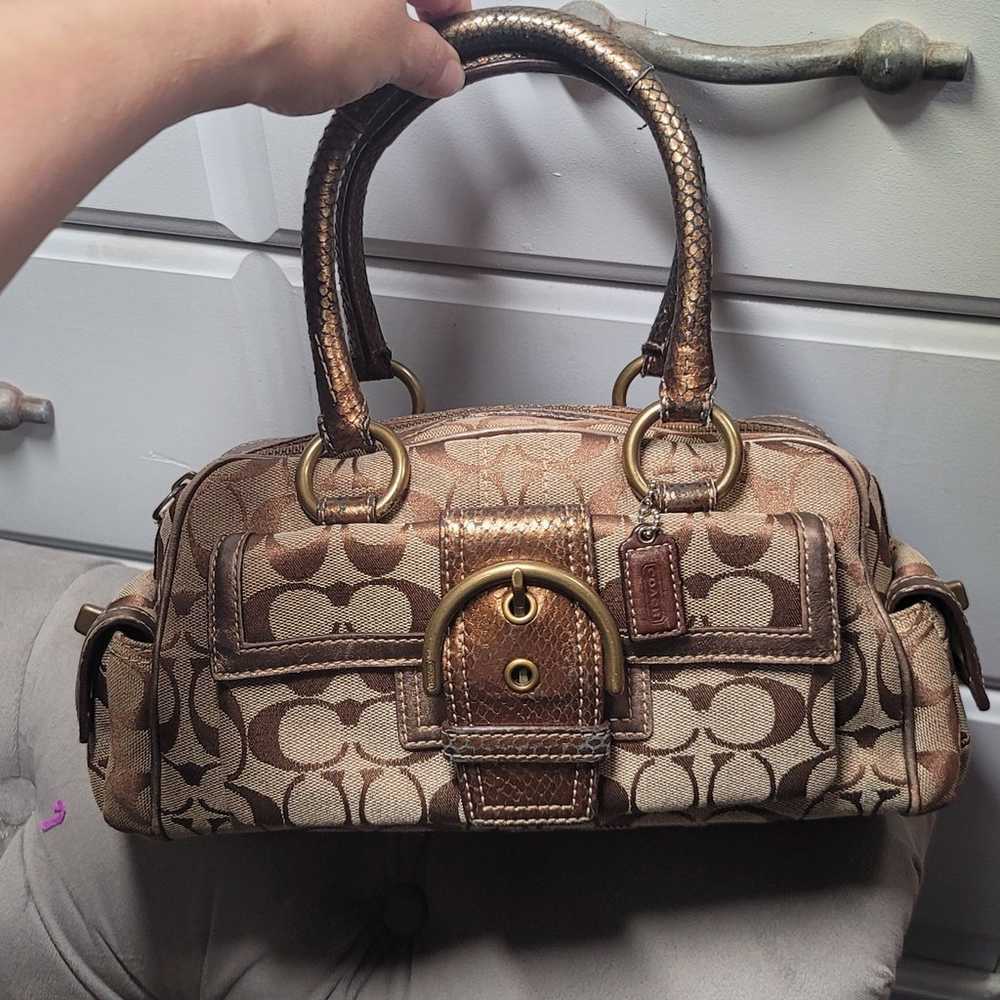 COACH Y2K 05' Soho Turnlock Satchel Handbag Khaki… - image 2