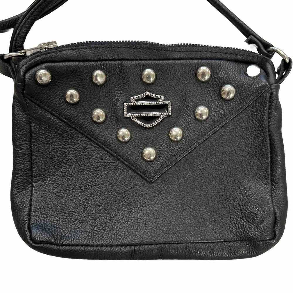 Vintage Harley-Davidson Black Leather Studded Cro… - image 3