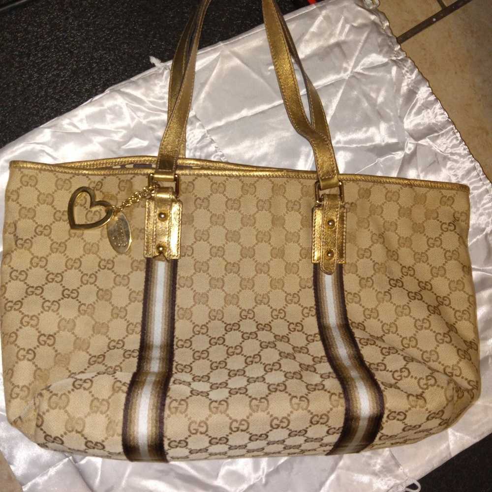 24 HOUR SALE price firm Gucci Metallic Gold monog… - image 2