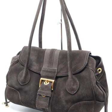 Prada Dark Brown Suede Shoulder Bag