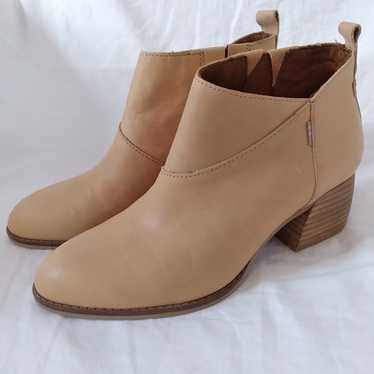 NWOT Toms "Leilani" Honey Leather Pull On Stacked… - image 1