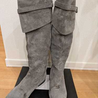 Fabioluscani Long Boots Gray Suede 22.5 Lined Low… - image 1