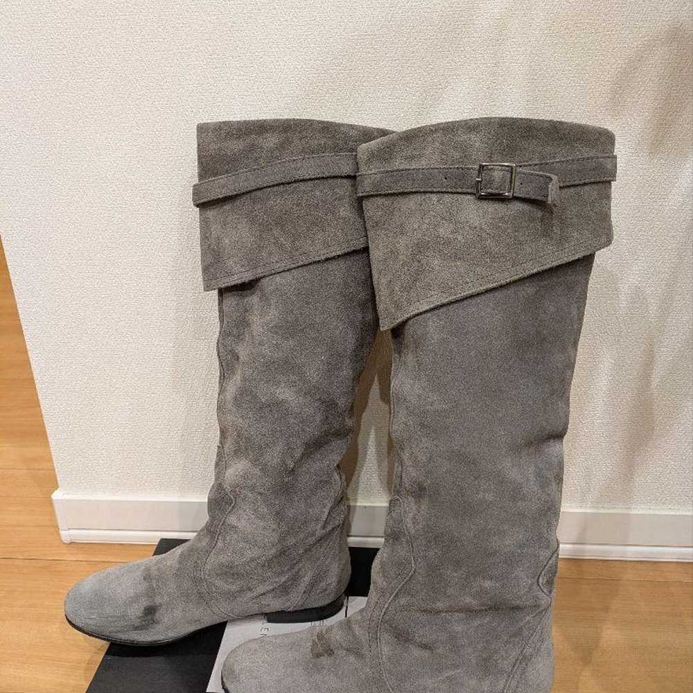 Fabioluscani Long Boots Gray Suede 22.5 Lined Low… - image 2