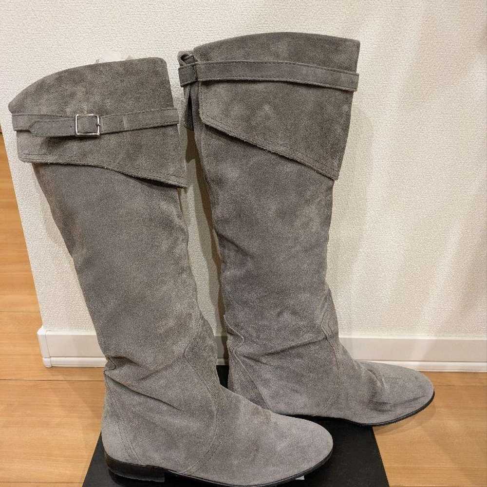 Fabioluscani Long Boots Gray Suede 22.5 Lined Low… - image 3