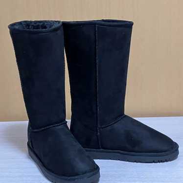 Black suede long boots