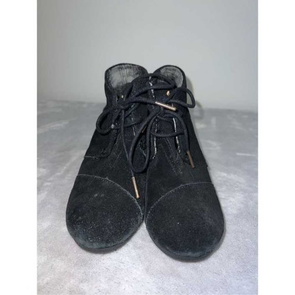 TOMS Black Suede Wedge Bootie Women’s 7 - image 2