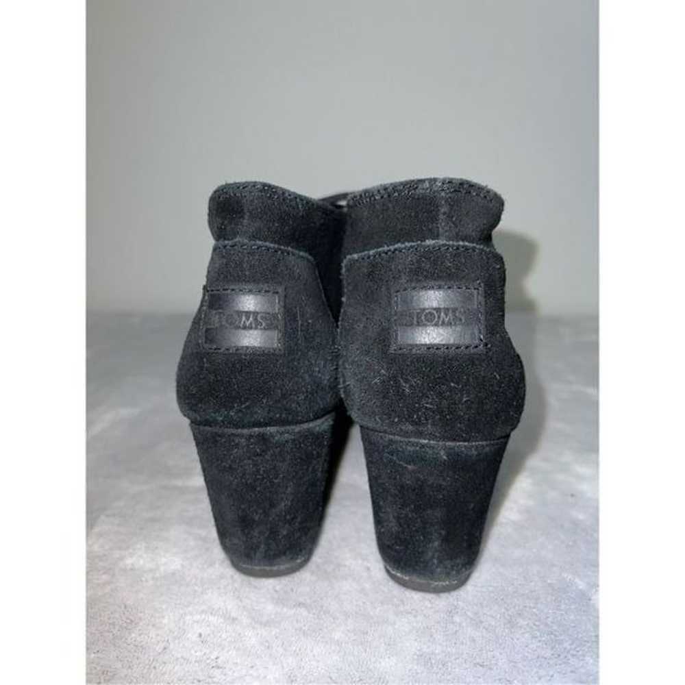 TOMS Black Suede Wedge Bootie Women’s 7 - image 4