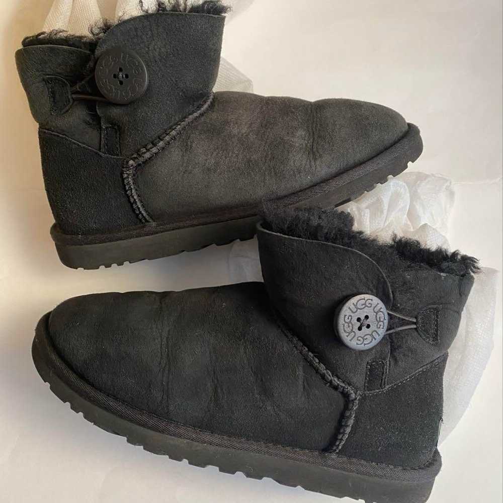 UGG Black Sheepskin Boots with Buttons 23cm - image 1