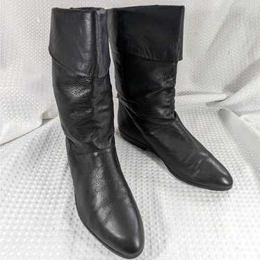 LIFESTRIDE! BLACK GENUINE LEATHER MID-CALF FOLDOV… - image 1