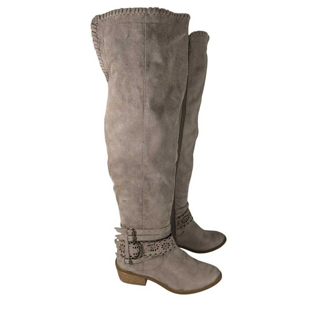 NOT RATED! FAWN BEIGE/TAN FAUX SUEDE OVER THE KNE… - image 2