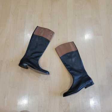 Corso Como Black and Tan Leather Riding Boots Ladi