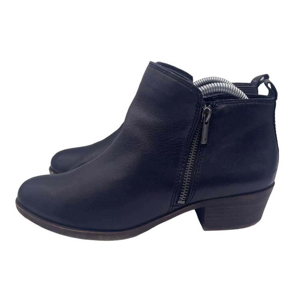 Lucky Brand Basel Leather Booties Black Heel Zipp… - image 1