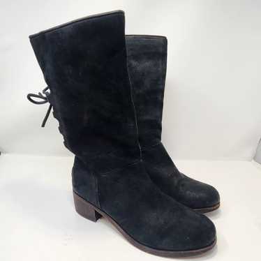 UGG Women Cary Black Nubuck Leather Mid Calf Boots