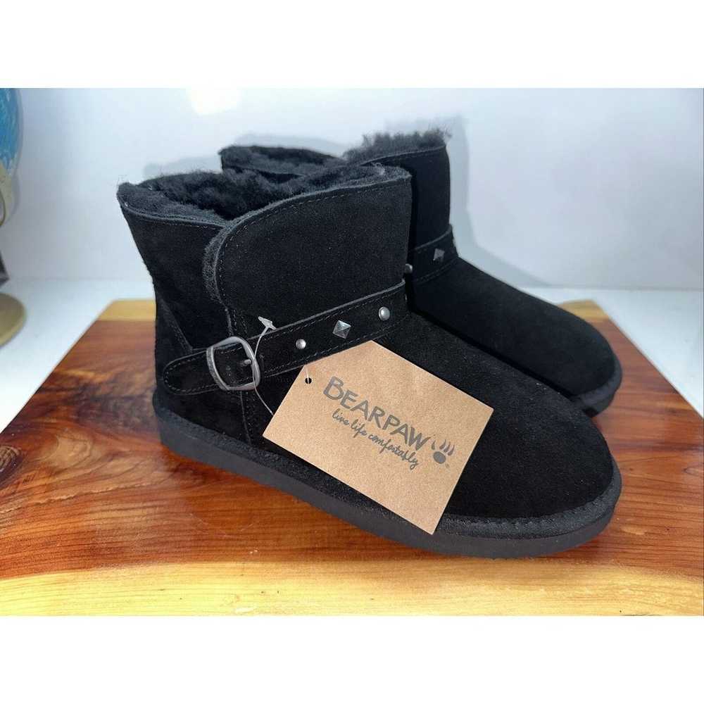 BEARPAW 2654 Jade Suede Bootie Black Size 8 NWOB - image 1