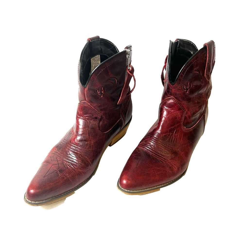 Dingo Red Leather Boots Womens 9M Zip Up Pointed … - image 2