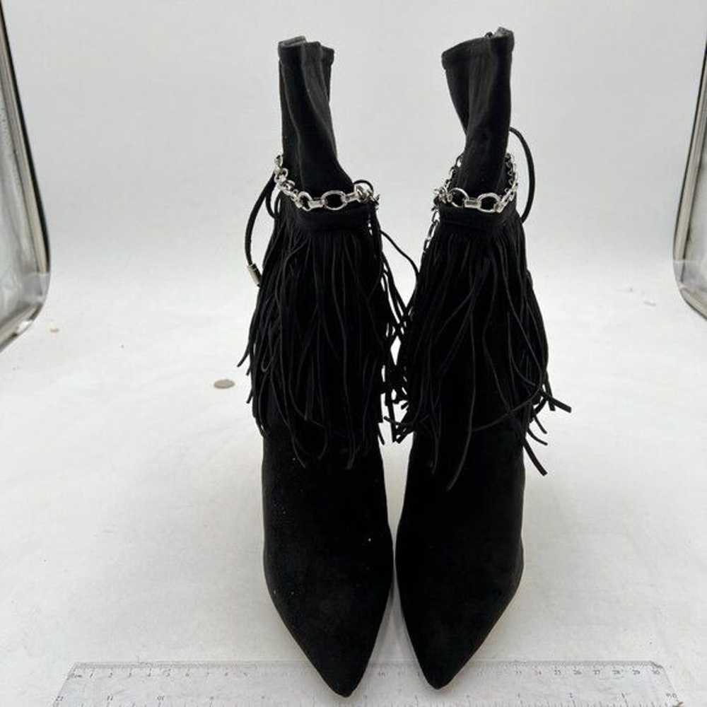 FSJ Black Tassels Metal Chains Pointed Toe High H… - image 3