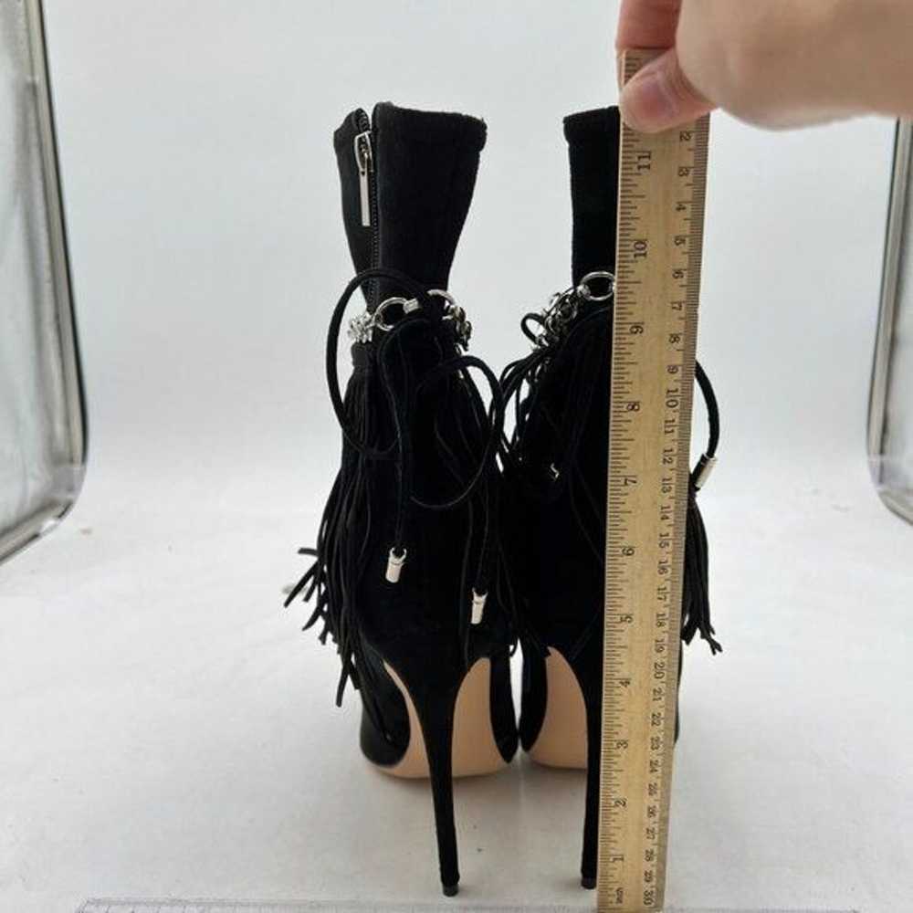 FSJ Black Tassels Metal Chains Pointed Toe High H… - image 5