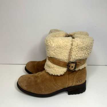 Ugg Classic Blayre II Lodge Suede Leather Fur Heel